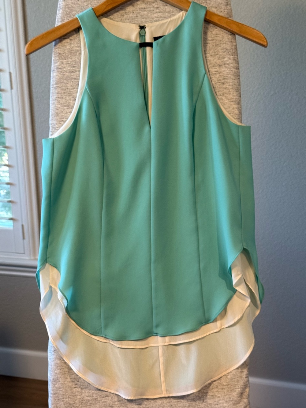 rag & bone Layered Silk Shift Top Sleeveless Sea Foam Color Size S Made USA
